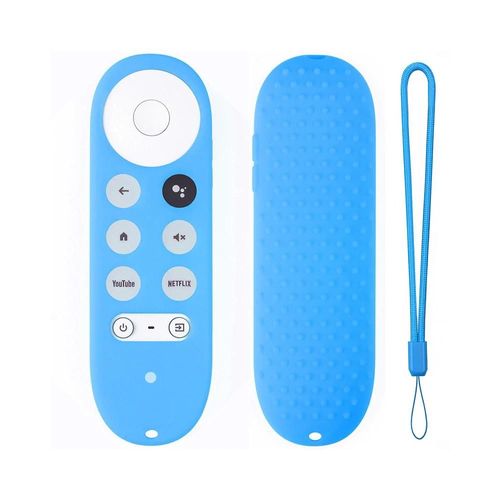 Coque en silicone souple antidérapante pour télécommande Chromecast. coque de protection pour télécommande vocale Google TV 2020--BLEU CIEL