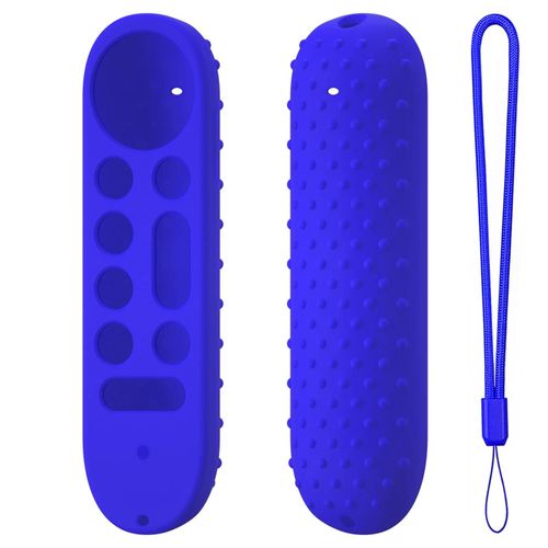 Coque en silicone souple pour télécommande Google TV 4K 2024. coque de protection avec lanière antidérapante pour télécommande vocale Smart TV--Bleu