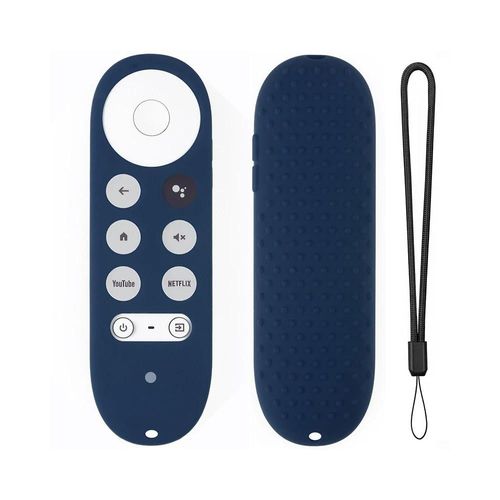 Coque en silicone souple antidérapante pour télécommande Chromecast. coque de protection pour télécommande vocale Google TV 2020--Midnight Bleu