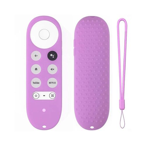 Coque en silicone souple antidérapante pour télécommande Chromecast. coque de protection pour télécommande vocale Google TV 2020--violet