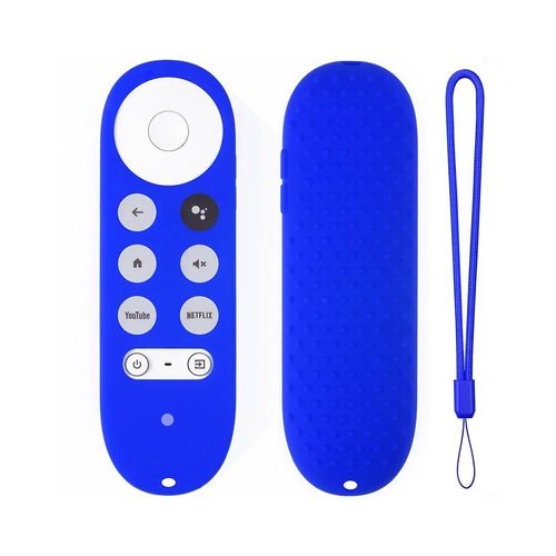 Coque en silicone souple antidérapante pour télécommande Chromecast. coque de protection pour télécommande vocale Google TV 2020--Bleu