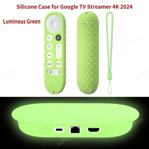 Housse en Silicone pour Google TV Streamer 4K 2024. étuis de Console. housses de Protection pour télécommande. housse de Protection antidérapante--Luminous Vert Set