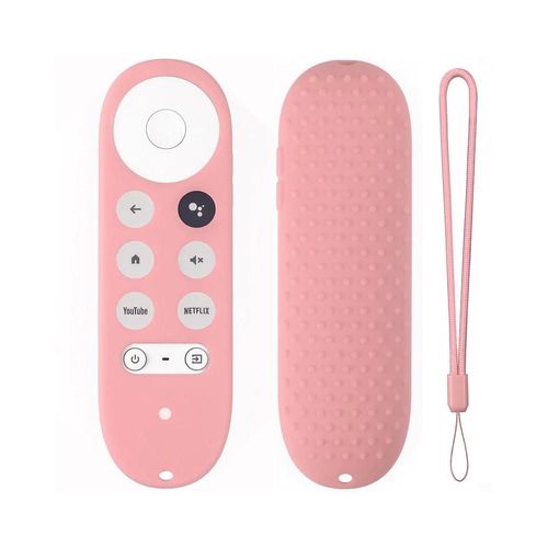 Coque en silicone souple antidérapante pour télécommande Chromecast. coque de protection pour télécommande vocale Google TV 2020--Rose
