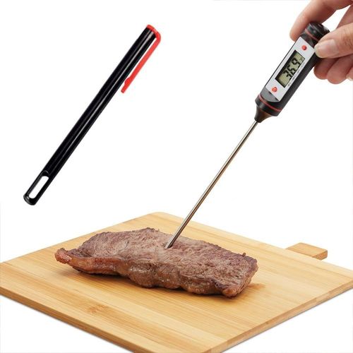 Kal-Thermomètre De Cuisine Numérique Couleur Noire, Lecture Instantanée Avec Sonde Longue 10,5 Cm, Thermomètre Alimentaire Imperméable, Température De -50 ° À +300 °, Pour Viande, Bonbons, Barbecue