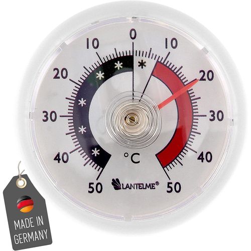 KAL-Thermomètre Bimétallique Analogique Pour Réfrigérateur Congélateur Congélateur Cave À Vin Minibar À Coller -50 Degrés / +50 Degrés, Format Rond, Couleur Blanc