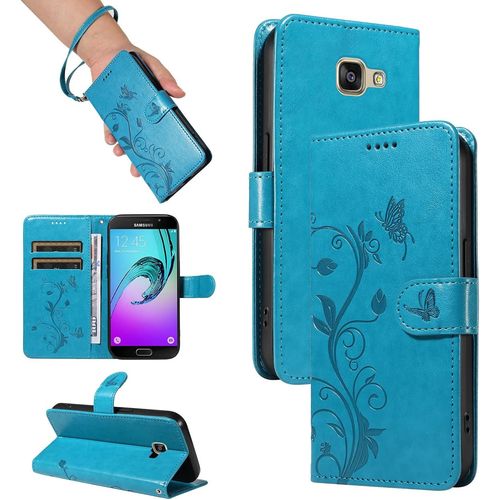 Kal-Coque Pour Samsung Galaxy Sm-A510 / A5 2016 - Étui Coque Antichoc Portefeuille Avec Porte Cartes, Pu Cuir Magnétique Boîtier En Silicone Et Protection De Caméra, Bleu