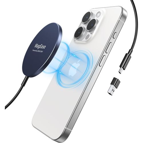 Kal-Chargeur Sans Fil Pour Iphone 15w,Rapide Chargeur Mag-Safe,Magnétique Chargeur Sans Fil,Chargeur Induction Compatible Avec Iphone 16/15/14/13/12/Airpods 2/3/Pro(Le Bleu)