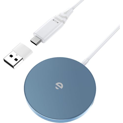 Kal-Chargeur Induction Rapide Compatible Magsafe, 15w Magnétique Sans Fil Charger Pour Iphone 15/14/13/12 Series Et Airpods, Bleu