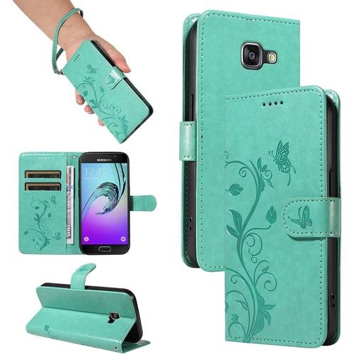 Kal-Coque Pour Samsung Galaxy Sm-A310f / A3 2016 - Étui Coque Antichoc Portefeuille Avec Porte Cartes, Pu Cuir Magnétique Boîtier En Silicone Et Protection De Caméra, Vert