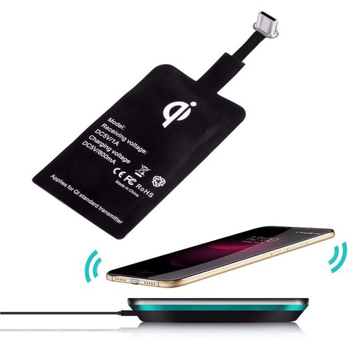 Kal-Usb Type C Qi Compatible Avec Samsung Galaxy A21s | Récepteur Sans Fil À Induction | Chargeur Récepteur