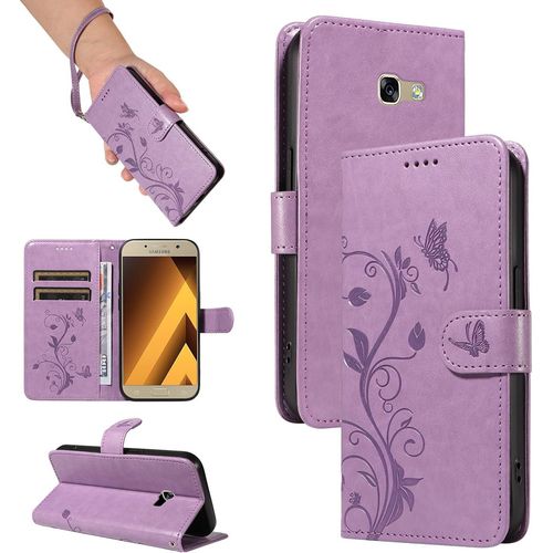 Kal-Coque Pour Samsung Galaxy A5 2017 - Étui Coque Antichoc Portefeuille Avec Porte Cartes, Pu Cuir Magnétique Boîtier En Silicone Et Protection De Caméra, Violette