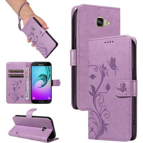 Kal-Coque Pour Samsung Galaxy Sm-A510 / A5 2016 - Étui Coque Antichoc Portefeuille Avec Porte Cartes, Pu Cuir Magnétique Boîtier En Silicone Et Protection De Caméra, Violette
