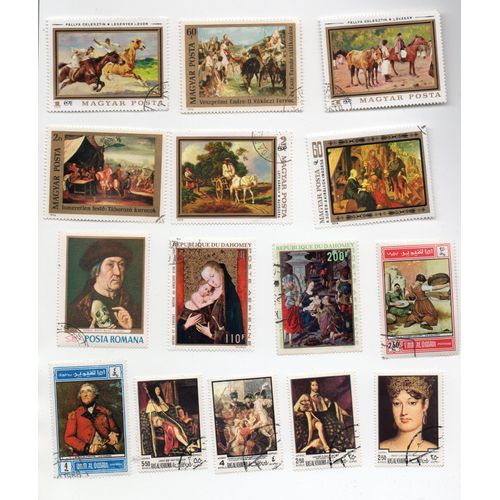 Divers Pays- Lot De 15 Timbres Oblitérés- Tableaux