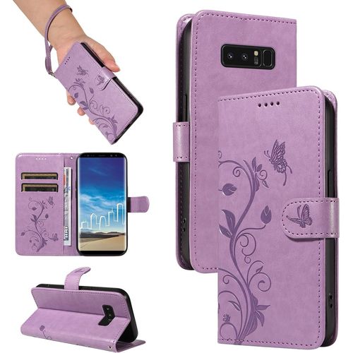 Kal-Coque Pour Samsung Galaxy Note 8 - Étui Coque Antichoc Portefeuille Avec Porte Cartes, Pu Cuir Magnétique Boîtier En Silicone Et Protection De Caméra, Violette