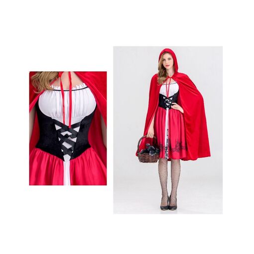 Cape Du Petit Chaperon Rouge Pour Adulte Femme - Longueur 80 Cm, Polyester, Dentelle - Déguisement Halloween/Noël/Cosplay - 4