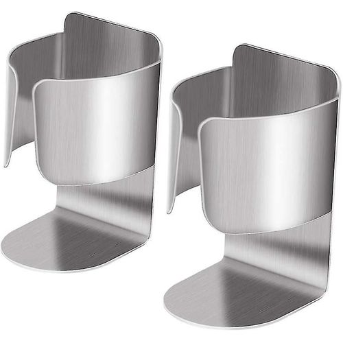 Lot de 2 porte-brosses à dents en acier inoxydable, adhésifs, muraux, pour salle de bain et cuisine