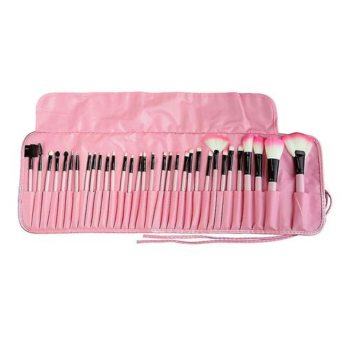 Pinceaux De Maquillage, Ensemble De Pinceaux De Maquillage Cosmétiques Haut De Gamme Avec Étui En Cuir Synthétique Pour Fond De Teint, Pinceau Estompeur, Anti-Cernes, Fard À Paupières 