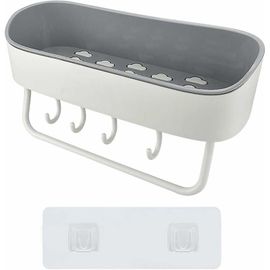 Étagère de douche autocollante rectangulaire, étagère de salle de bain adhésive, étagère de douche sans perçage pour savon, serviette, gel douche, shampoing (27 x 10,5 x 6,5 cm)