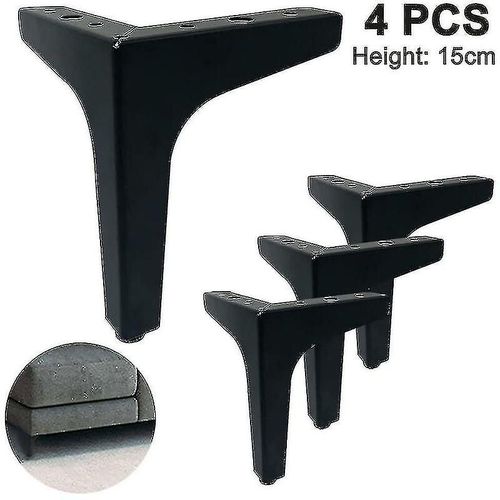 Lot De 4 Pieds De Canapé En Métal De 15 Cm, Pieds De Meuble De Remplacement, Noir
