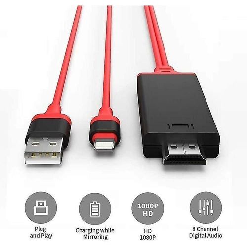 Adaptateur de câble Lightning vers HDMI rouge