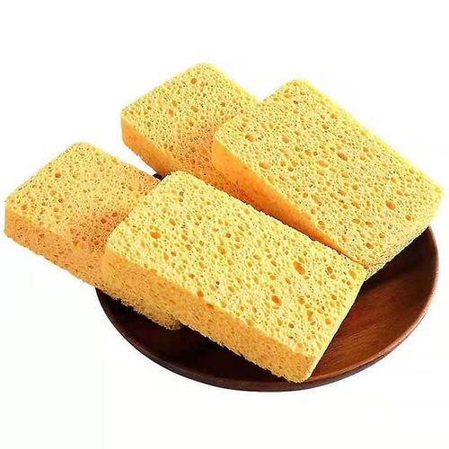 Éponge de nettoyage à récurer 11 x 7 x 1 cm, 10 éponges à récurer en pâte de bois naturelle, résistante aux rayures, facile à nettoyer, pour la cuisine et la salle à manger
