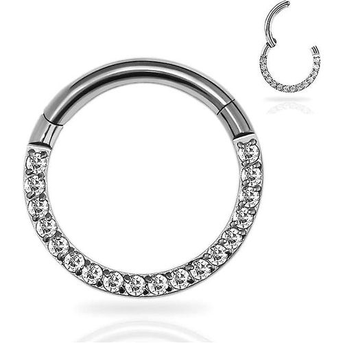 Créoles En Titane G23 Pour Daith, Cartilage, Tragus, Hélix, Septum, Anneau À Charnière Avec Zircones Cubiques Transparents, 4