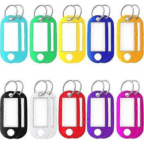 Lot de 20 étiquettes porte-clés multicolores faciles à lire pour bagages, animaux et bureau - 10 couleurs
