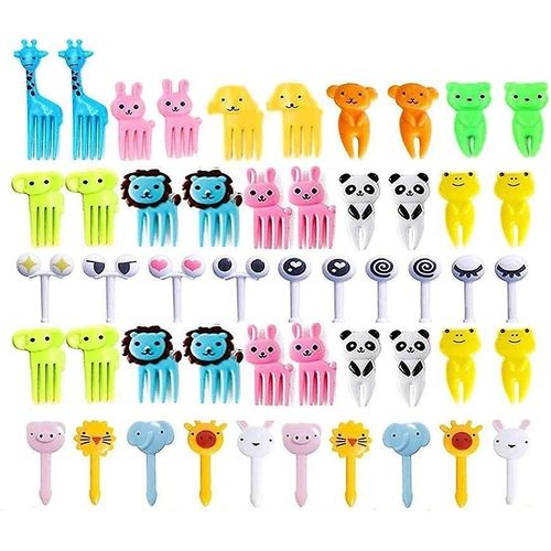 Lot De 50 Fourchettes À Fruits Pour Enfants, Mignonnes Fourchettes Décoratives Pour Boîte À Bento, Fourchettes À Gâteaux, Fourchettes À Dessert, Mini Cure-Dents De Dessin Animé Pour Gâteaux, Desserts Et Pâtisseries
