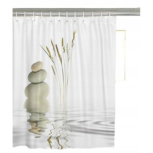 Rideau de douche avec 12 anneaux de fixation, 150x180 cm, débit d'eau (A)