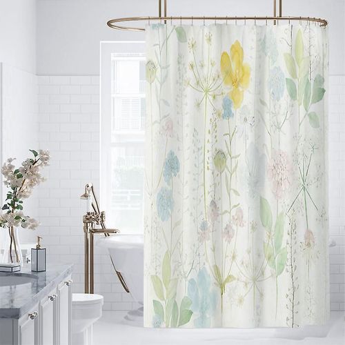 Rideau de douche imperméable à motif de fleurs et de plantes, 180 x 180 cm, pour salle de bain