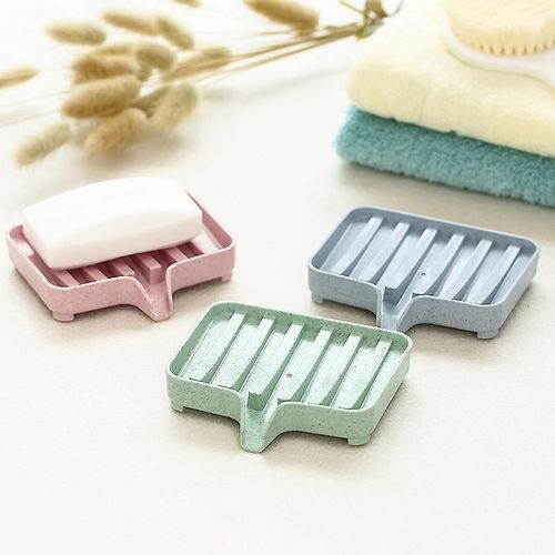 Porte-savon et porte-éponge en silicone avec goulotte de vidange, lot de 3