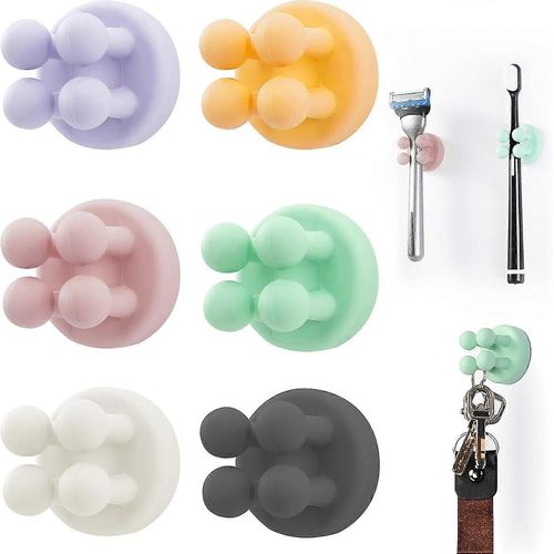 Lot de porte-brosses à dents en silicone, porte-rasoir multifonctionnel, étanche, autocollant, fixation murale, pour salle de bain, cuisine, salon