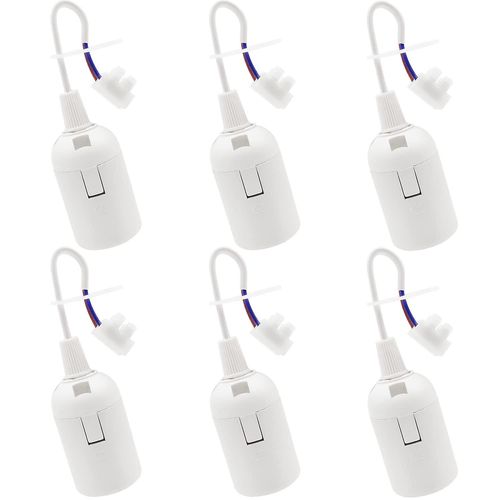 Lot de 6 douilles de lampe E27, douilles de rénovation, douilles de chantier blanches avec câble, douilles de chantier 4 A 250 V, douilles de suspension