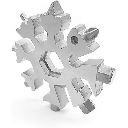 Outil multifonction 18 en 1 en forme de flocons de neige, porte-clés en acier inoxydable