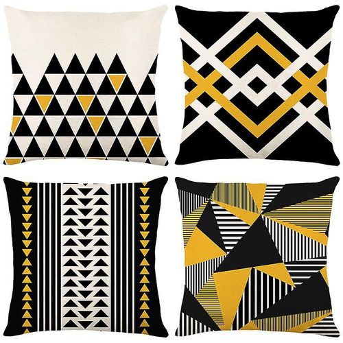 Lot De 4 Housses De Coussin 45 X 45 Cm Décoratives Modernes À Motifs Géométriques, Taie D'oreiller Douce Pour La Maison, Le Salon, La Chambre À Coucher, Le Canapé