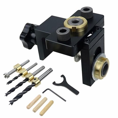 Gabarit de perçage pour bois, gabarit de perçage de poche, localisateur de perforation, kit de perforation, gabarits pour outils électriques, gabarit de cheville 3 en 1 avec clip de positionnement