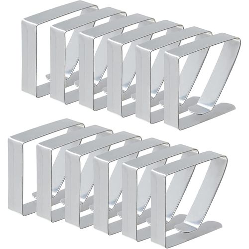 Pince à nappe d'extérieur : lot de 12 attaches de nappe en acier inoxydable 304, cintre de nappe épais antidérapant pour jardin, restaurant - 6,5