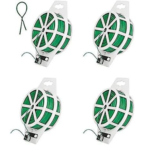 Lot de 4 attaches de jardin, 100 m, avec coupe-fil pour plantes grimpantes, vignes, arbustes et fleurs