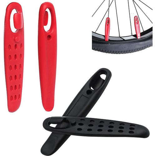 Lot De 4 Démonte-Pneus, Pelle Démonte-Pneus, Outil De Réparation De Vélo, Outil Pour Pneu De Vélo, Rouge Et Noir