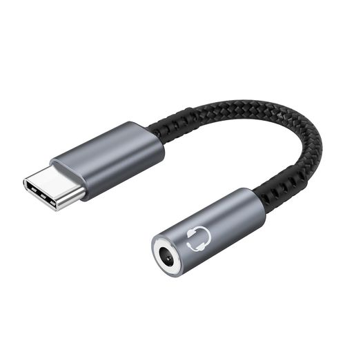 Adaptateur jack USB-C, adaptateur jack USB-C Type-C, adaptateur auxiliaire 3,5 mm ou USB-C - Gris