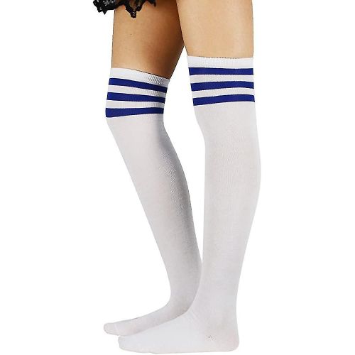 Chaussettes Hautes Pour Femmes, Blanches, À 3 Bandes, Au-Dessus Du Genou, Chaussettes Rayées Au-Dessus
