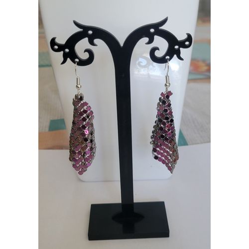 Boucles D'oreilles Mini Disco Sequin Rose Annee 80 , Fetes !