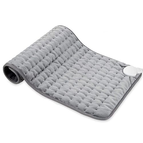 Coussin chauffant électrique, avec arrêt automatique et niveau de température, couverture chauffante pour le dos, le cou et les épaules, technologie de chauffage rapide, gris clair, lavable