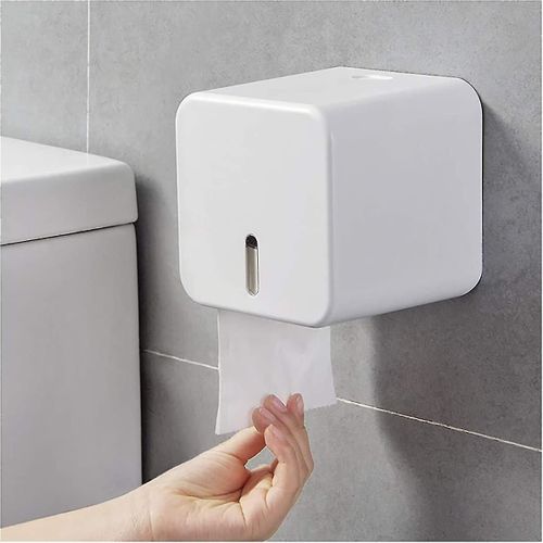 Porte-rouleau de papier toilette mural, étanche à l'eau et à la poussière, pour salle de bain et toilettes (blanc)