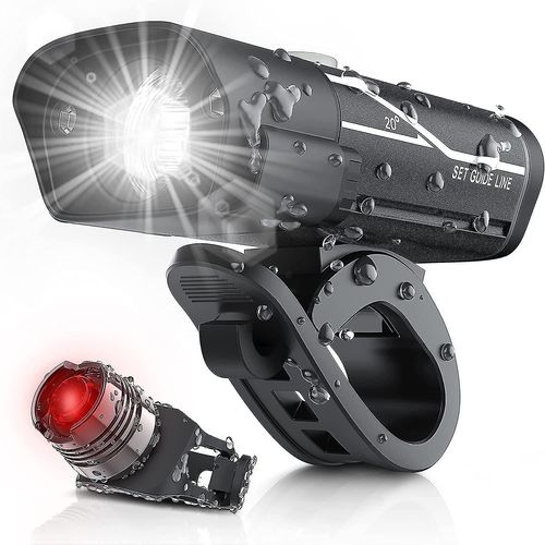 Ensemble D'éclairage De Vélo Rechargeable Usb 1 000 Lumens, Phare De Vélo À 3 Led, Lampe Frontale Ultra Lumineuse, Étanche Ipx5, Lampe De Poche De Sécurité Pour Vélo, Rotation À 360°, 3 Interrupteurs