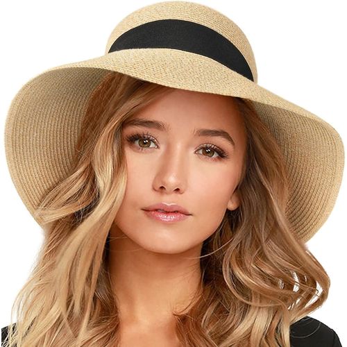 Chapeau De Paille Pour Femme, Chapeau De Soleil D'été, Protection Uv Jusqu'à 50+, Vacances, Plage, Maillots De Bain, Chapeau Pliable