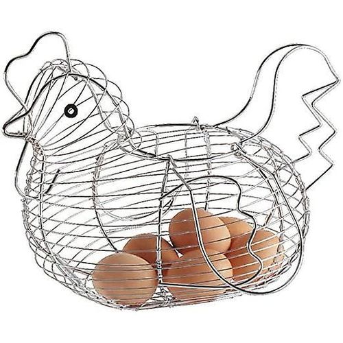 Panier de rangement en fil de fer en forme de poulet pour ?ufs