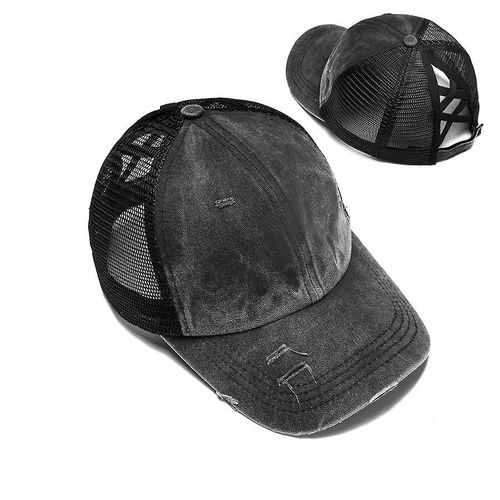 Casquette De Baseball Ajustable En Maille Pailletée Avec Chignon Haut Et Queue De Cheval