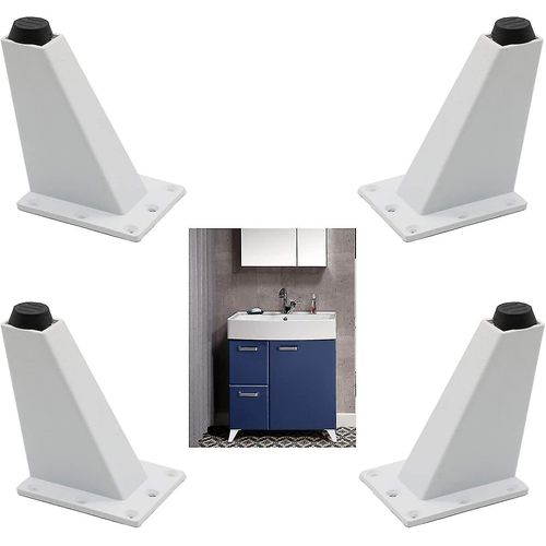 Lot De 4 Pieds Réglables En Alliage D'aluminium Pour Meubles De Cuisine, De Bar, De Télévision, De Bureau, De Table, De Comptoir, Blancs