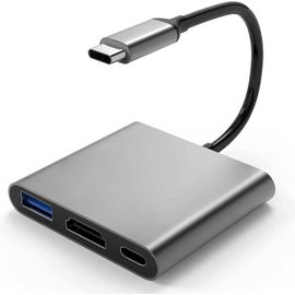 Adaptateur USB C vers HDMI, convertisseur vidéo 4K de type C vers HDMI, adaptateur USB-C vers HDMI avec port USB 3.0/port de charge USB C, adaptateur HDMI Mac, USB C Digita
